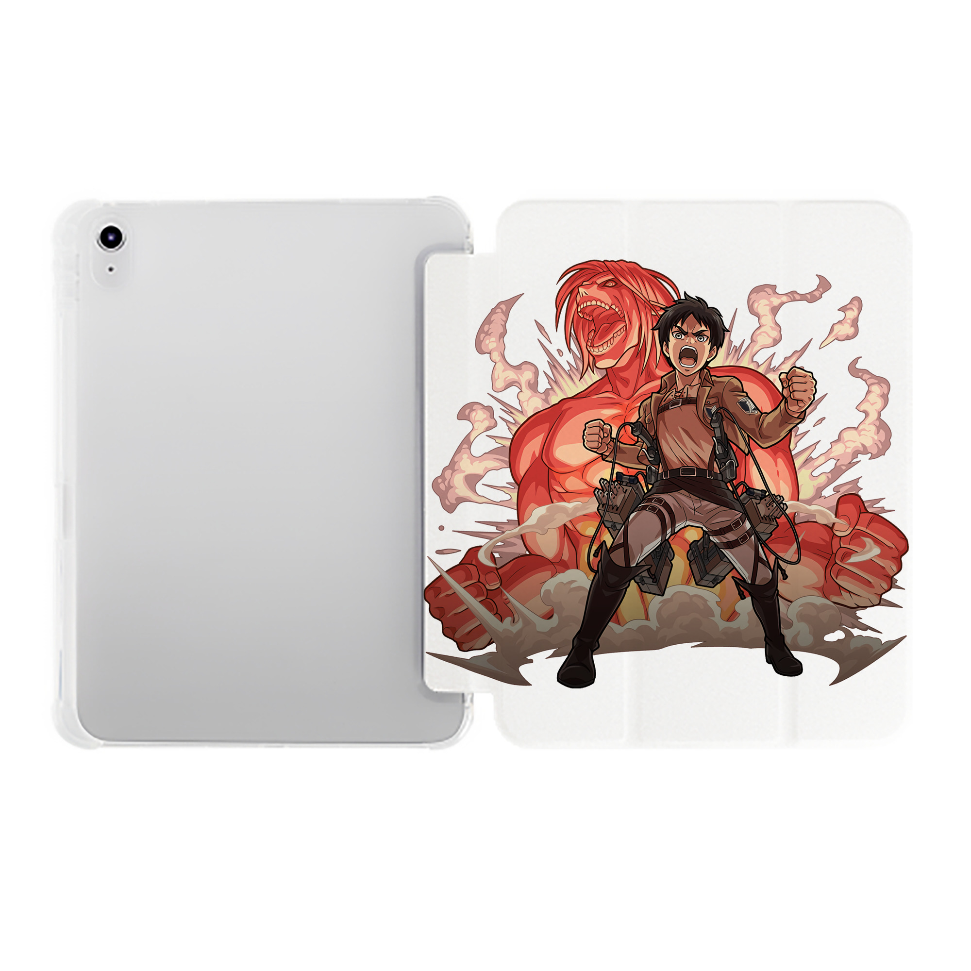 （画像用） 進撃の巨人 エレン･イェーガー Attack on Titan Eren Jäger IPad ケース ペン収納付き 三つ折りスタンド PUレザー×シリコン 対応機種9.5/10.5/10.9インチ